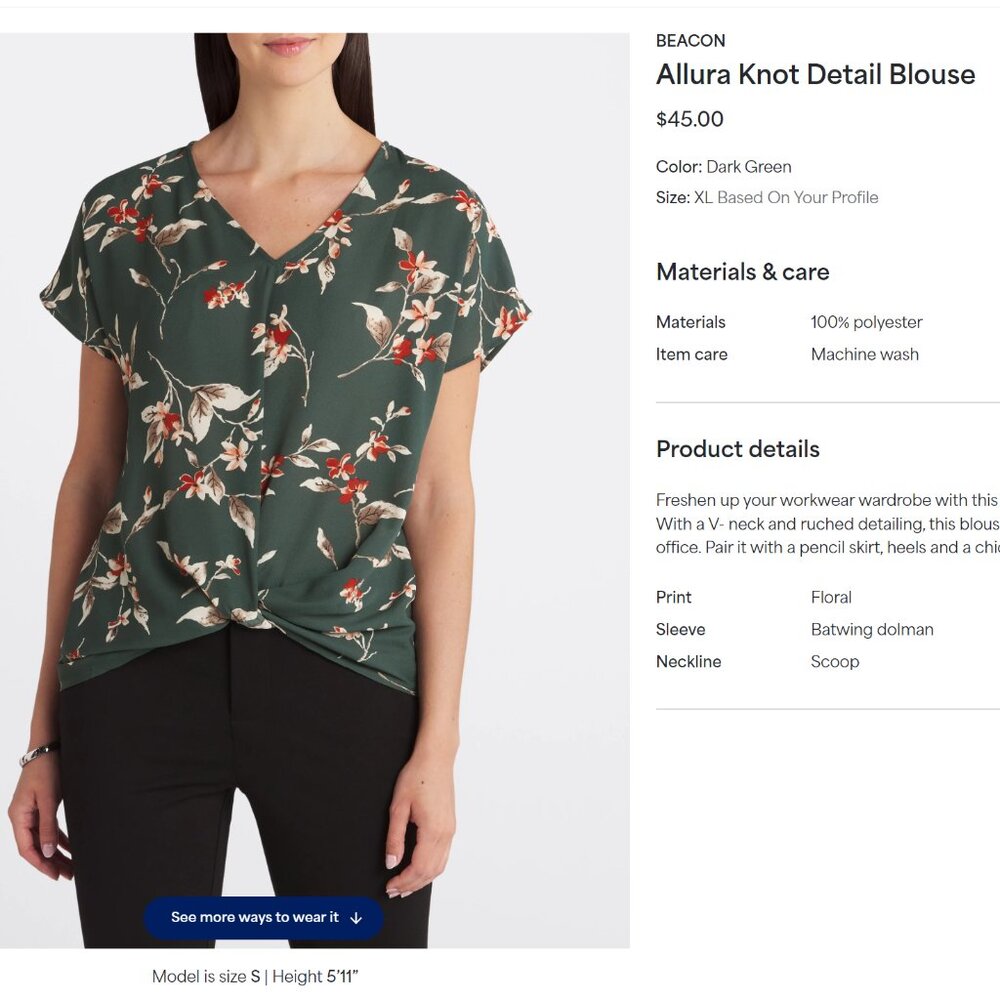 NWT Allura Knot Detail Blouse